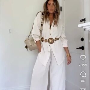 Elegant Cream Wide-Leg Pants